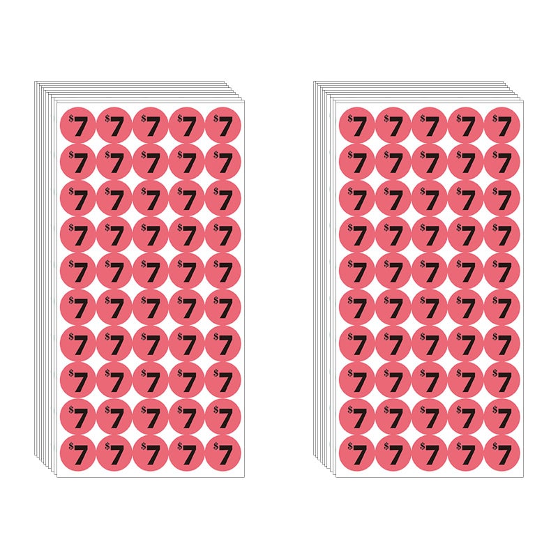DUGUTUL 1000 pcs $7 Color-Coded Price Stickers for Garage Sale and Flea Market, 3/4"" Diameter - Bold Fonts, Clear Visibility, High Visibility, Easy Organization - Image 1